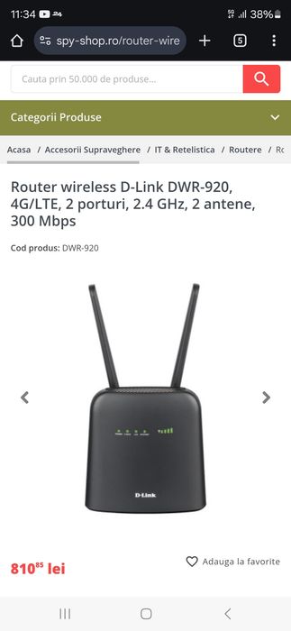 Router cu cartelă SIM D-Link Dwr 920  (SIGILAT)