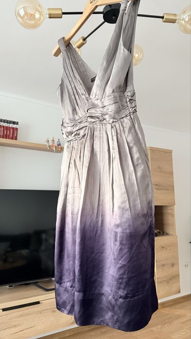 Rochie din 100% Mătase Naturală, cu buzunare – Model Ombre elegant