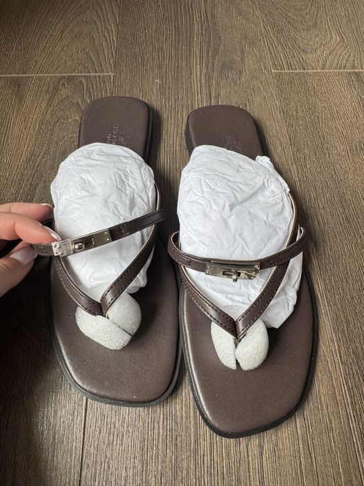 Sandale papuci Hermes piele