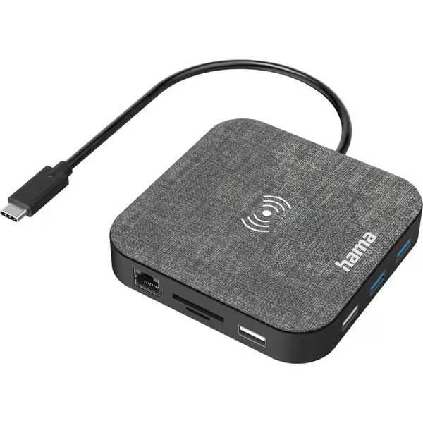 Hub USB HAMA 200134 USB-C USB-A Ethernet HDMI VGA Card SD Wireless Charger 12 in 1 nou