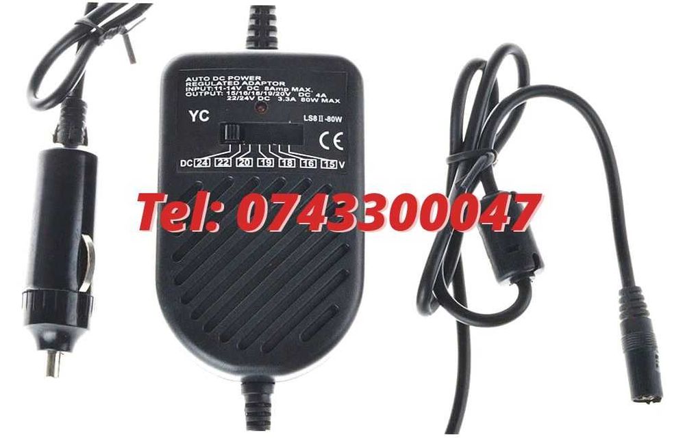 Incarcator Auto Universal Pentru Laptop80w Alimentare 12vcu 8 Cone