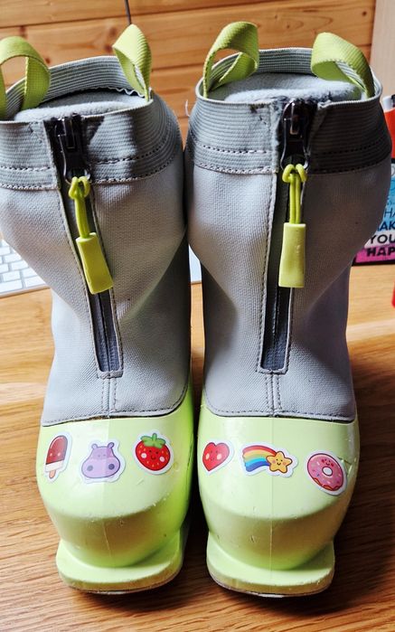 Clapari ski Fischer TWO, marime 29-mondo 18.5, copii, galben/gri