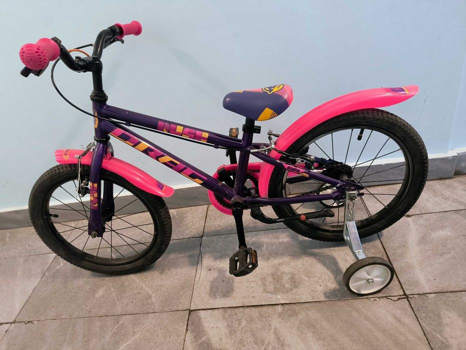 Колело Drag Rush 18" лилаво с помощни гуми