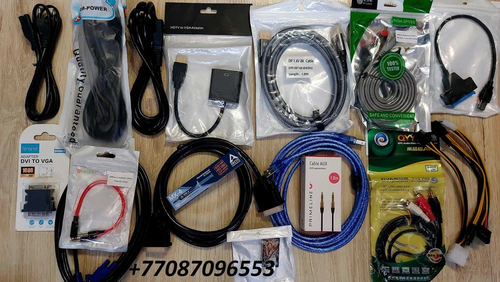 Кабель,переходник,лан,aux.vga.hdmi.dvi d.mini hdmi в Актау