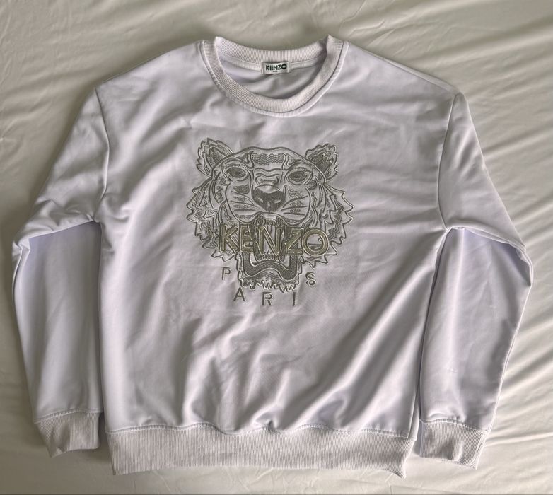 Bluză / Sweatshirt Kenzo Paris Tiger Brodat - Alb, Mărimea S