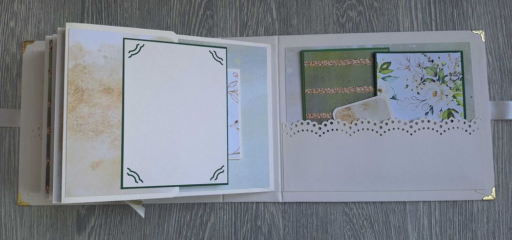 Сватбен албум в бяло, зелено и ванилия, ръчна изработка /24.17