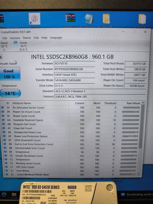 Intel SSD 1TB /960.1GB ( вечният диск)