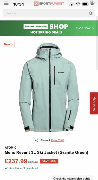 Geaca XL ATOMIC Mens Revent 3L Ski Jacket (Granite Green)