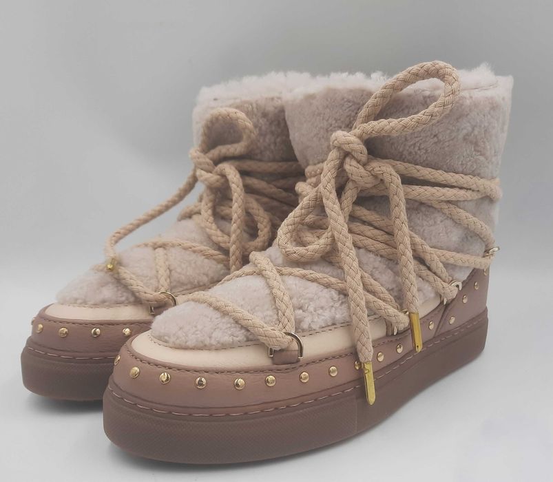 Ghete apres ski INUIKII originale piele + blana naturala 38
