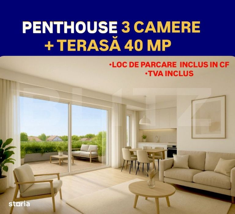 Penthouse de vanzare cu 3 camere, cu terasa panoramica, zona Ciarda Ro — fotografia 1