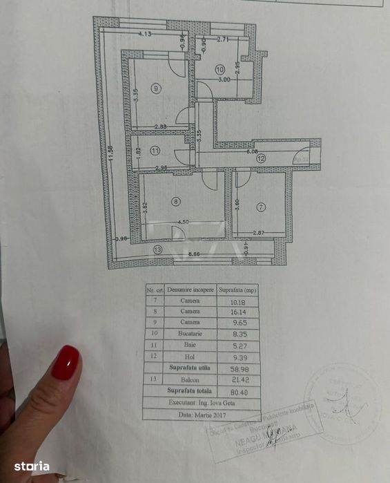 3 camere | 22 mp balcon | Centrala proprie, lift | Etaj 5/5 |