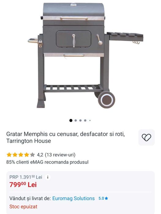 Grătar Memphis ca nou 114×107×68 cm