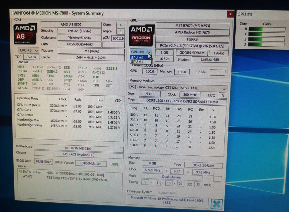 Unitate AMD A8-5500,HD 7670,8GB