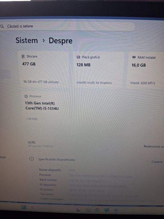 Vând laptop HP i5 nou instalat Windows 11 Pro
