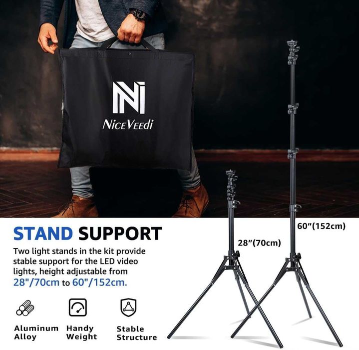 Комплект LED видео осветителни тела, NiceVeedi Studio  2800-6500K