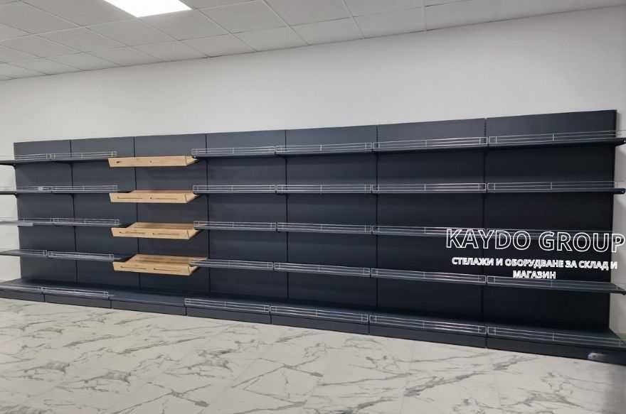 Стелаж за плод  зеленчук, метал, MDF рафтове и LED , нов, наличен