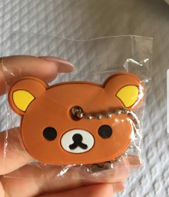 Husa chei breloc rilakkuma ursuleti bej maro set noi
