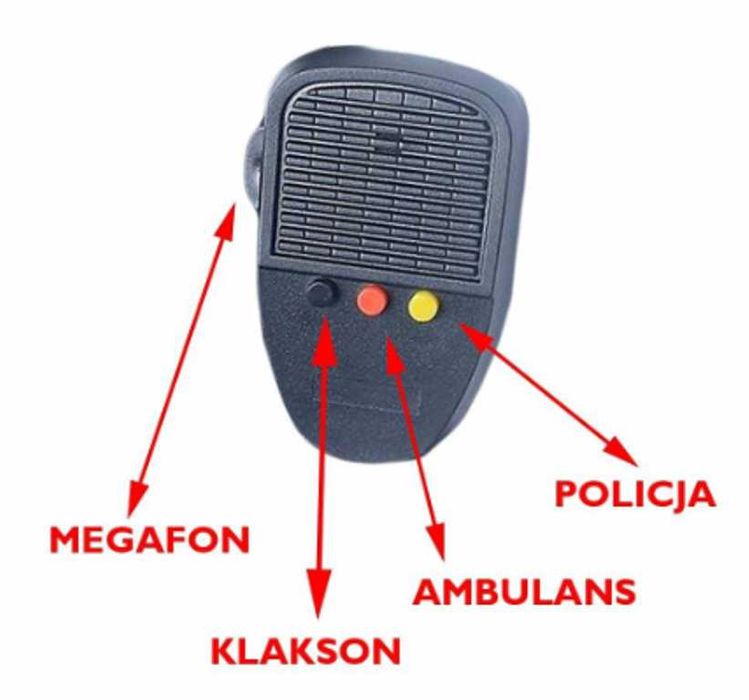 Сирена полицейска с мегафон и микрофон, 3 мелодии - 12V/50W.