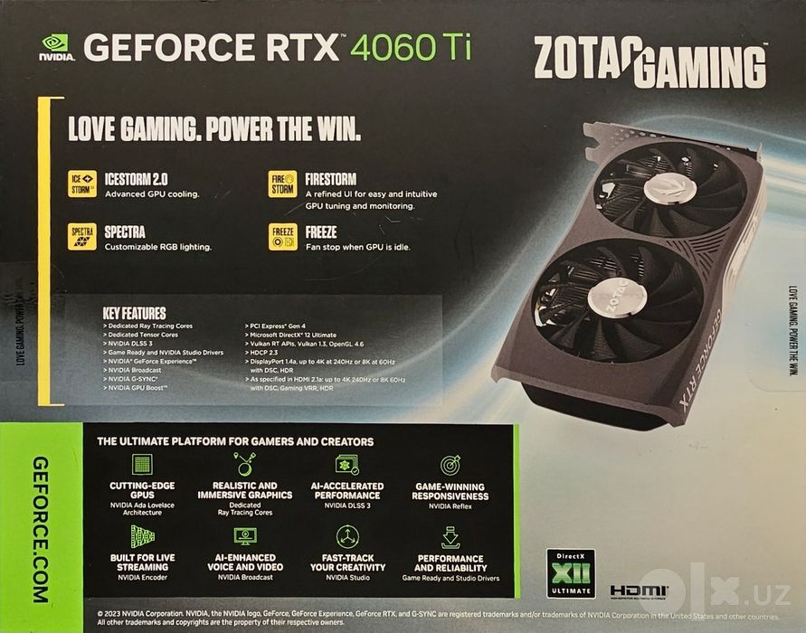 Видеокарта ZOTAC Gaming GeForce RTX 4060 Ti 16GB (Отличное состояние)