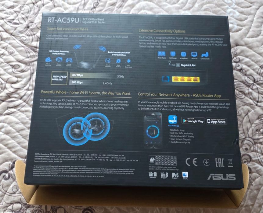 Router Wireless ASUS AC1500 Dual Band RT-AC59U AiMesh Super fast Transfer 1500Mbps 5G USB WAN LAN Impecabil