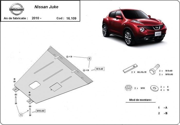 Scut metalic pentru motor Nissan Juke 2010-prezent, otel 2,5mm