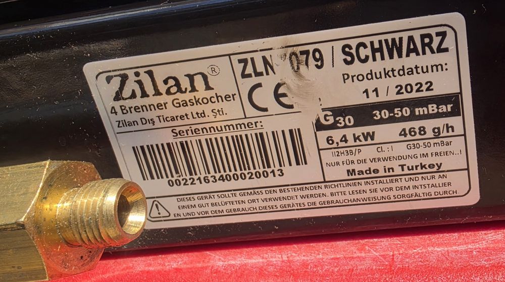 Газова котлон с 4 пити Zilan