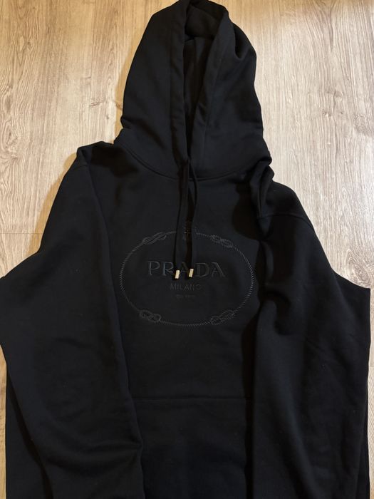 Vand Hanorac Prada- Logo Print Cotton- Black