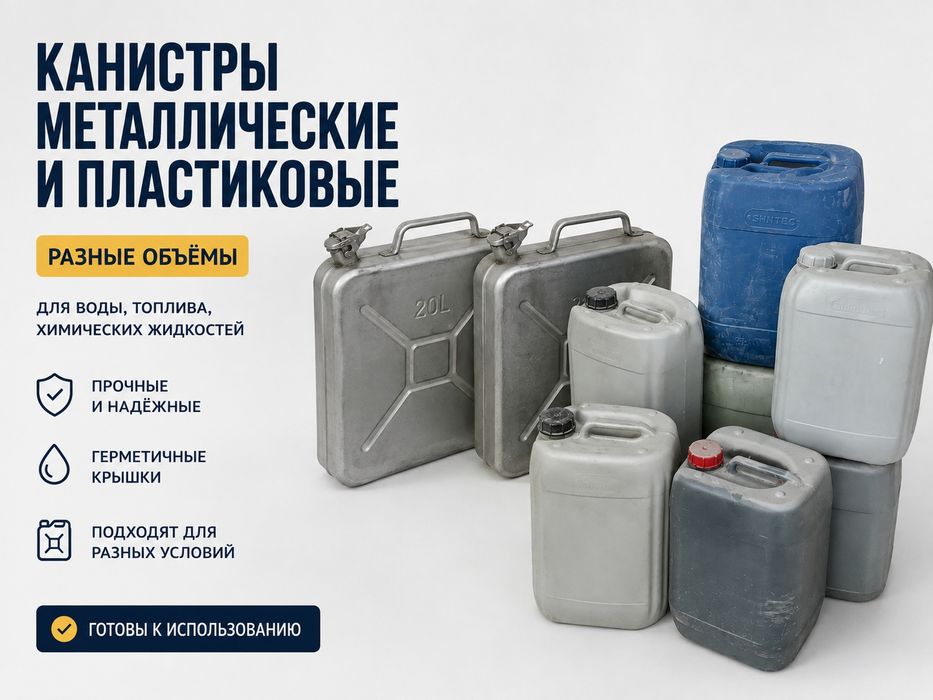 Металлические и пластиковые канистры | Разные объемы