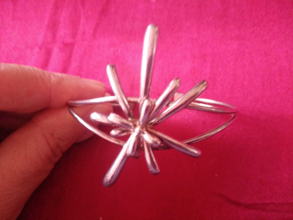 Уникален сребърен комплект от 4 части - гривна, пръстен, обеци