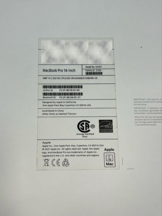 Macbook Pro 14inch m1 Max 32/64/512GB