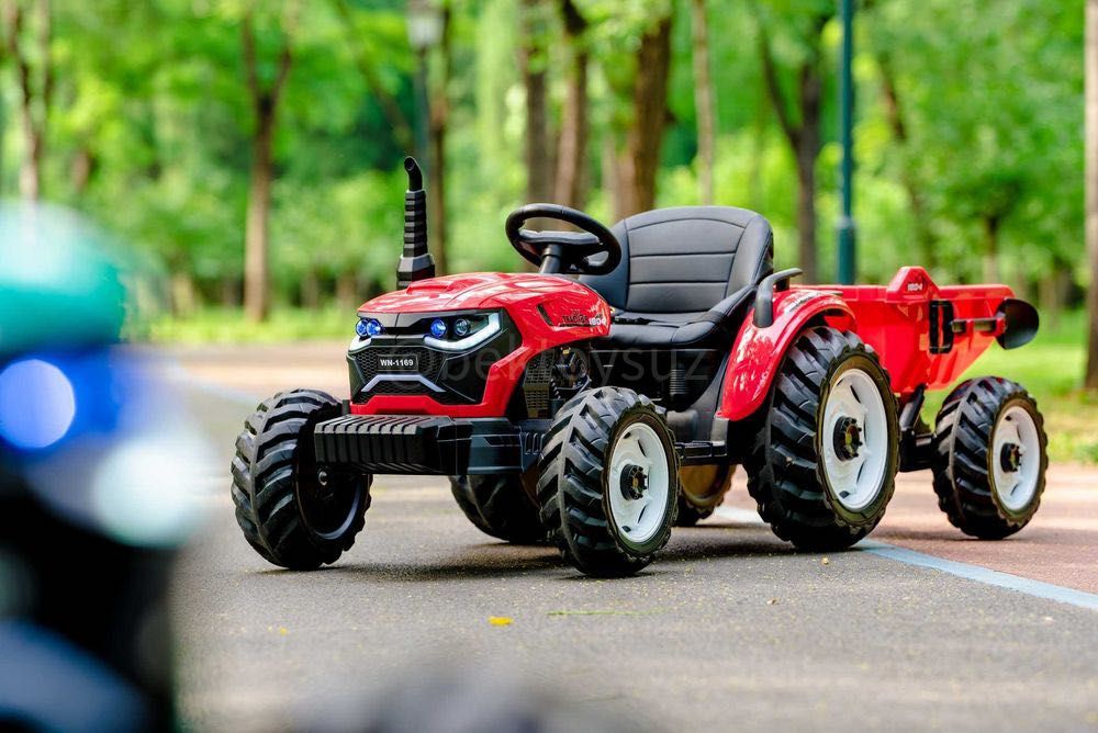 Детский синий трактор WN-1169 | с прицепом, самосвал, пульт, 12V, EVA