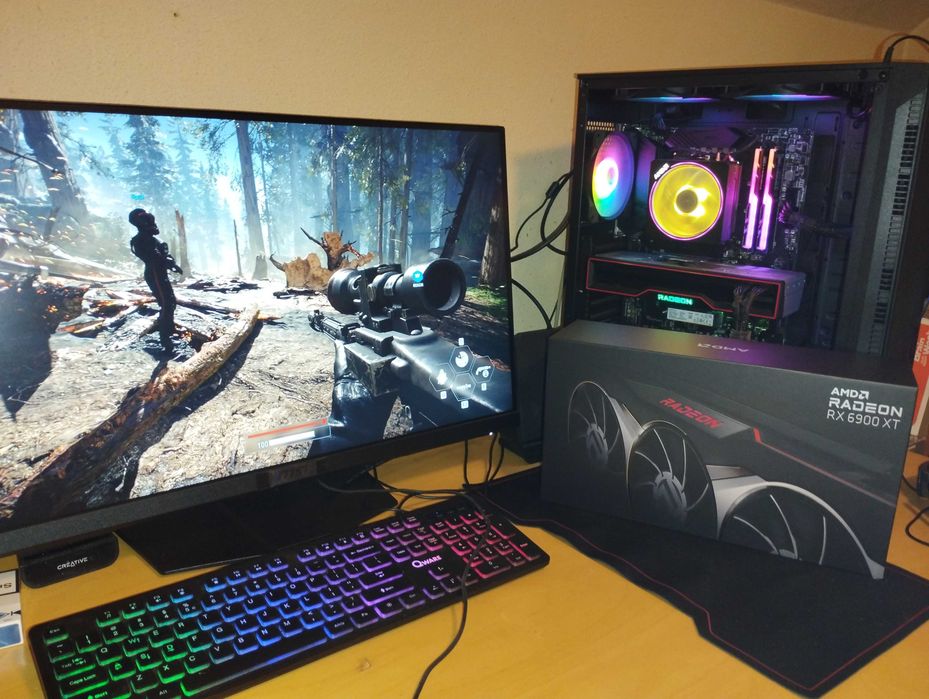 2k гейминг компютър Ryzen+Radeon+2k монитор