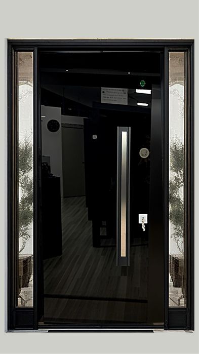 Входна врата за атмосферни условия-PREMIUM BLACK GLASS DUO
