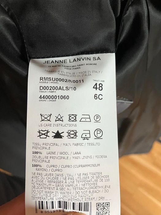 Луксозен костюм LANVIN Paris – Чисто нов – Размер 48 – 100% вълна