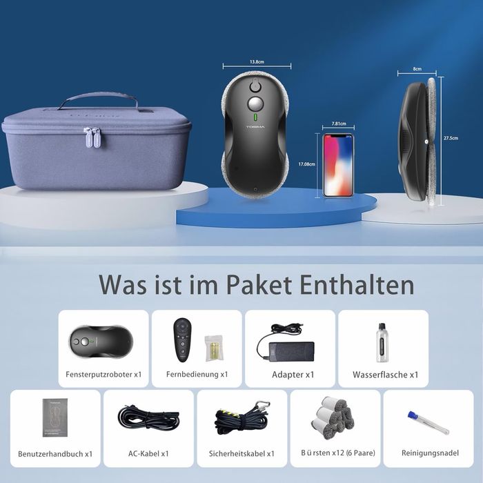 Робот за почистване на прозорци Tosima W3, двупосочно автоматично