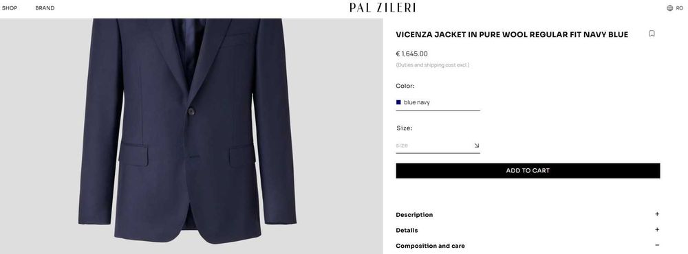 Sacou blazer de lux 52 XL Pal Zileri lana luxury 100 % gri inchis