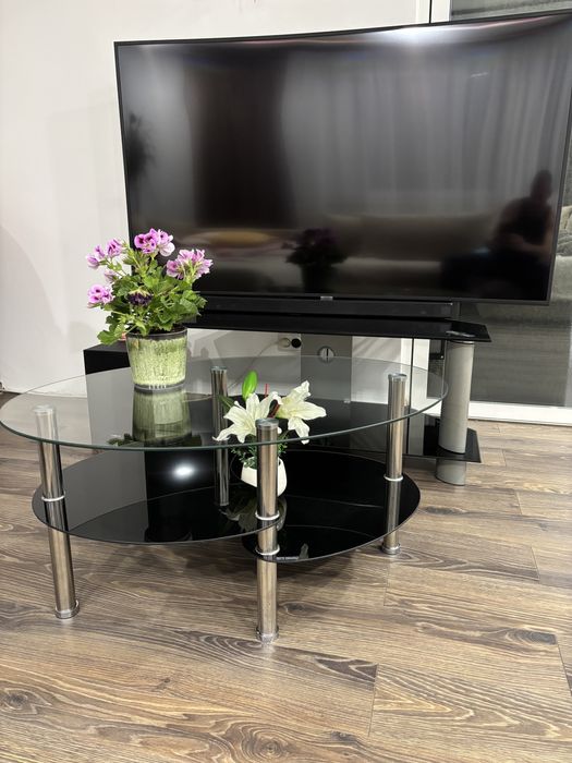 Masa TV sticla si masuta cafea sticla living