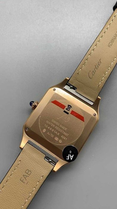 Cartier santos 100 сребро злато / кожа