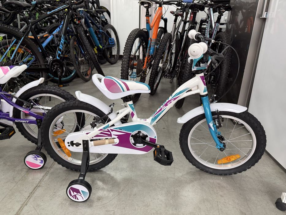 Ново !!Детски велосипед SPRINT - Alice, 16", 203 mm, бял/лилав