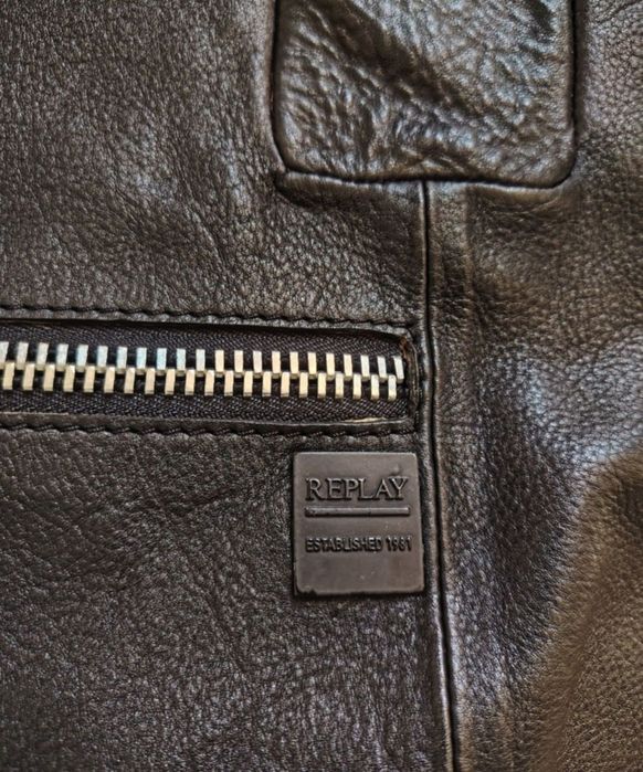 Черна чанта естествена кожа Replay