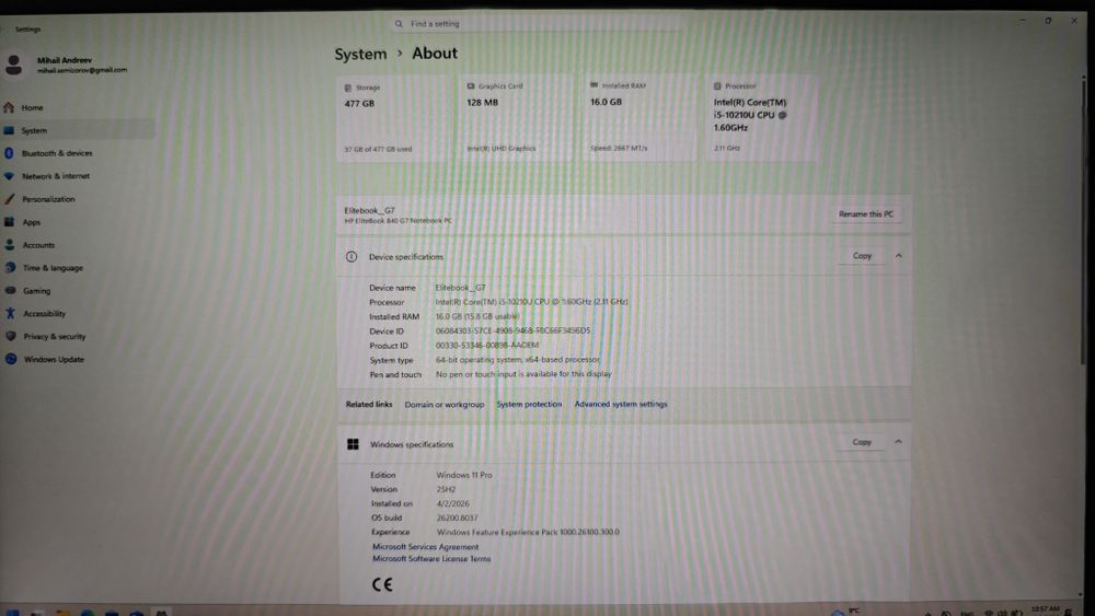 HP Elitebook 840 G7 i5 1.6/4.2GHz, 512GB M.2, 16GB RAM