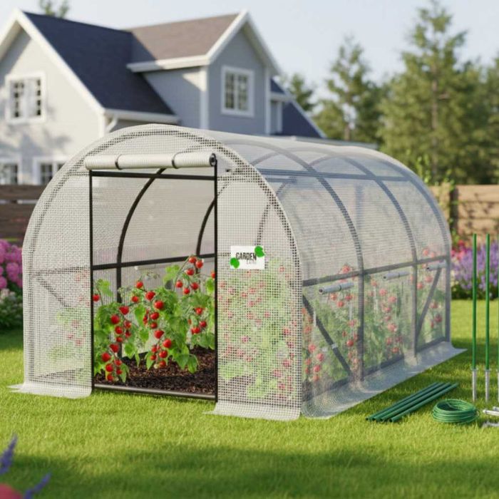 Компактна бяла оранжерия -професионална защита за култури - 3 х 2 х 2м