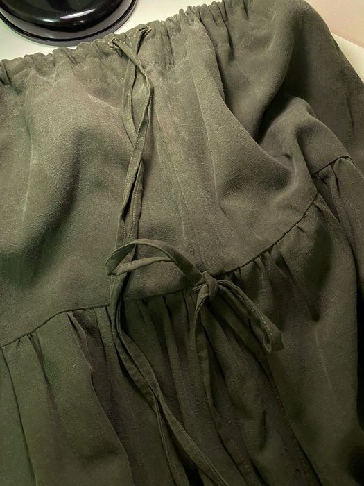 Дълга пола от лен в тъмнозелен цвят по поръчка!