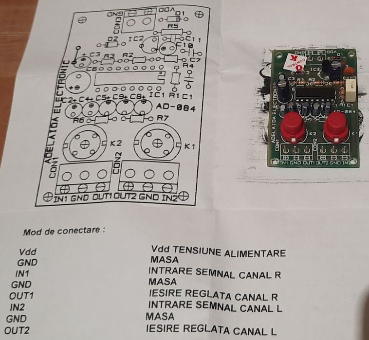Volum control stereo electronic placa reglaj up down 16 pasi