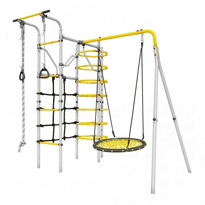 Cadru multifuncțional de cățărat și fitness de grădină din metal pentru copii, PlayBARS Space 226x185x233 cm