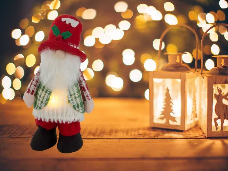 Коледно джудже гном с LED осветление – 30 см, с включени батерии