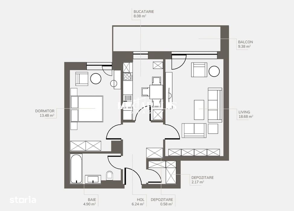 Apartament Premium | 2 camere | Bartolomeu | 54 MP