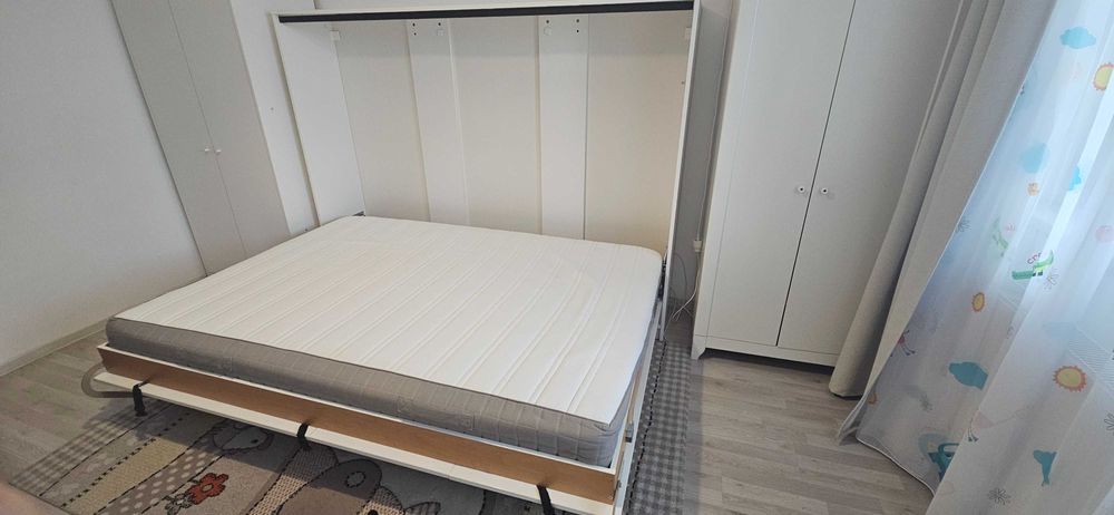 Pat rabatabil transformabil 140×200 + saltea IKEA
