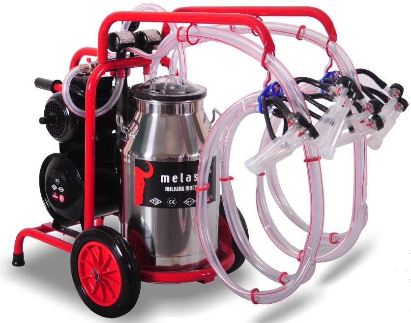 Aparat de muls capre - oi, cu 4 posturi si 1 bidon aluminiu - inox