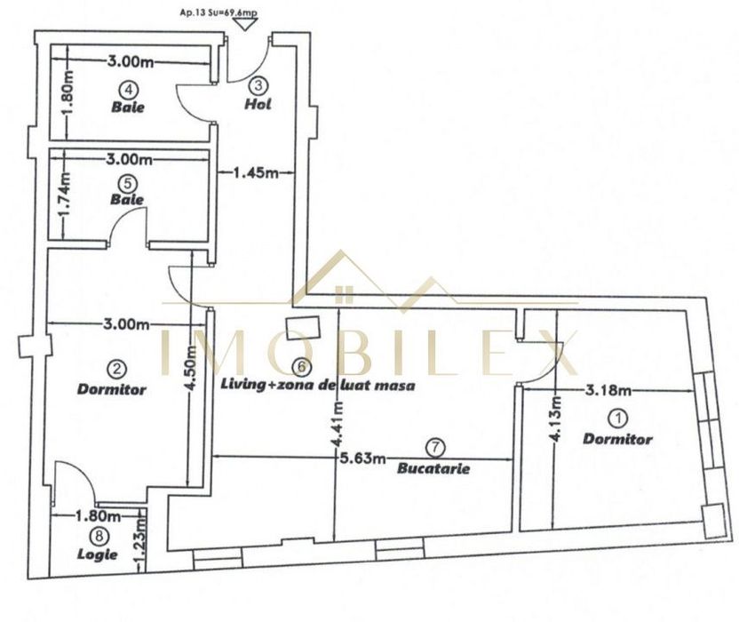 Apartament spatios FINISAT NOU , 3 camere, 2 bai, Dambul Rotund
